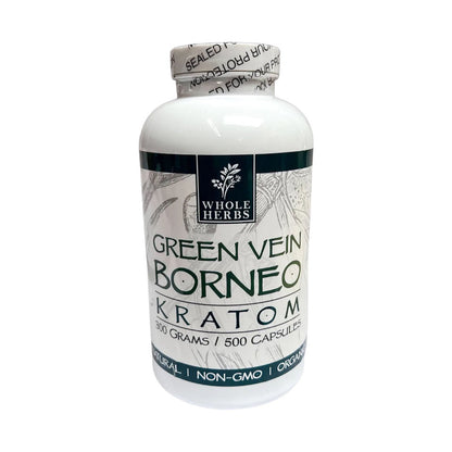 Whole Herbs Kratom – Green Vein – BORNEO Capsules