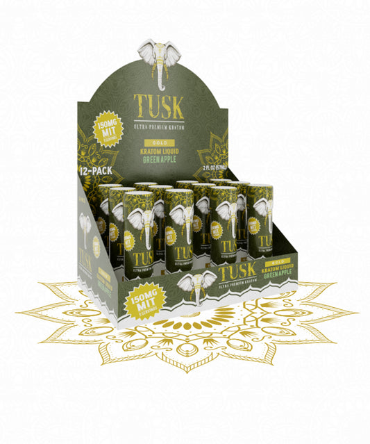 Tusk Platinum Kratom Shot 2oz - Display of 12