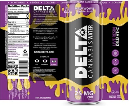 Delta Beverages Maui Wowie THC + Live Resin Cannabis Water