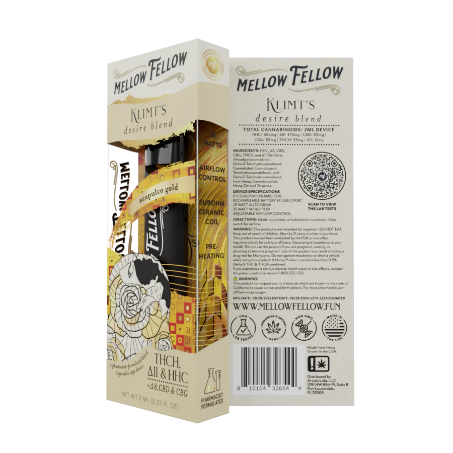 Mellow Fellow Klimt's Desire Blend (Acapulco Gold) 2ml Disposable - 6 CT