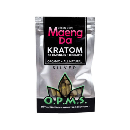 O.P.M.S.® Silver Green Vein Maeng Da Kratom Capsules