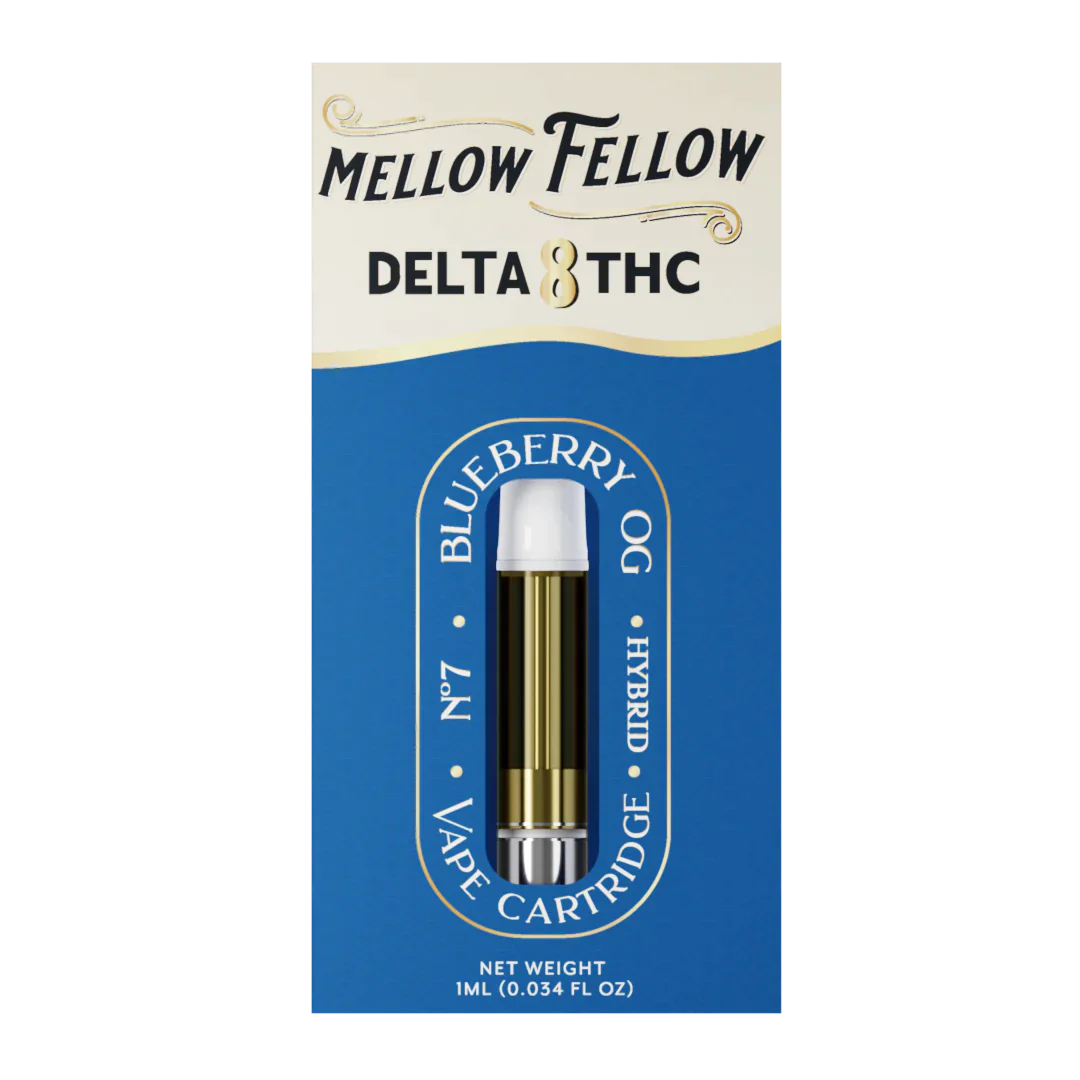 Mellow Fellow Delta 8 THC Vape Cartridge 1ml - Blueberry OG (Hybrid)