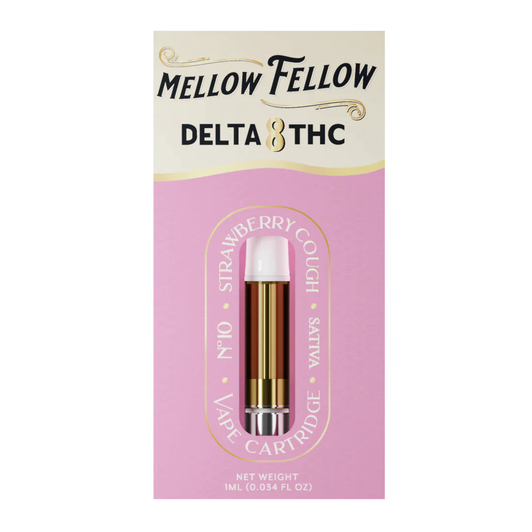 Mellow Fellow Delta 8 THC Vape Cartridge 1ml - Strawberry Cough (Sativa)