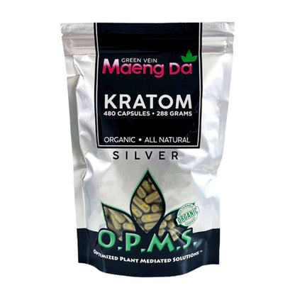 O.P.M.S.® Silver Green Vein Maeng Da Kratom Capsules
